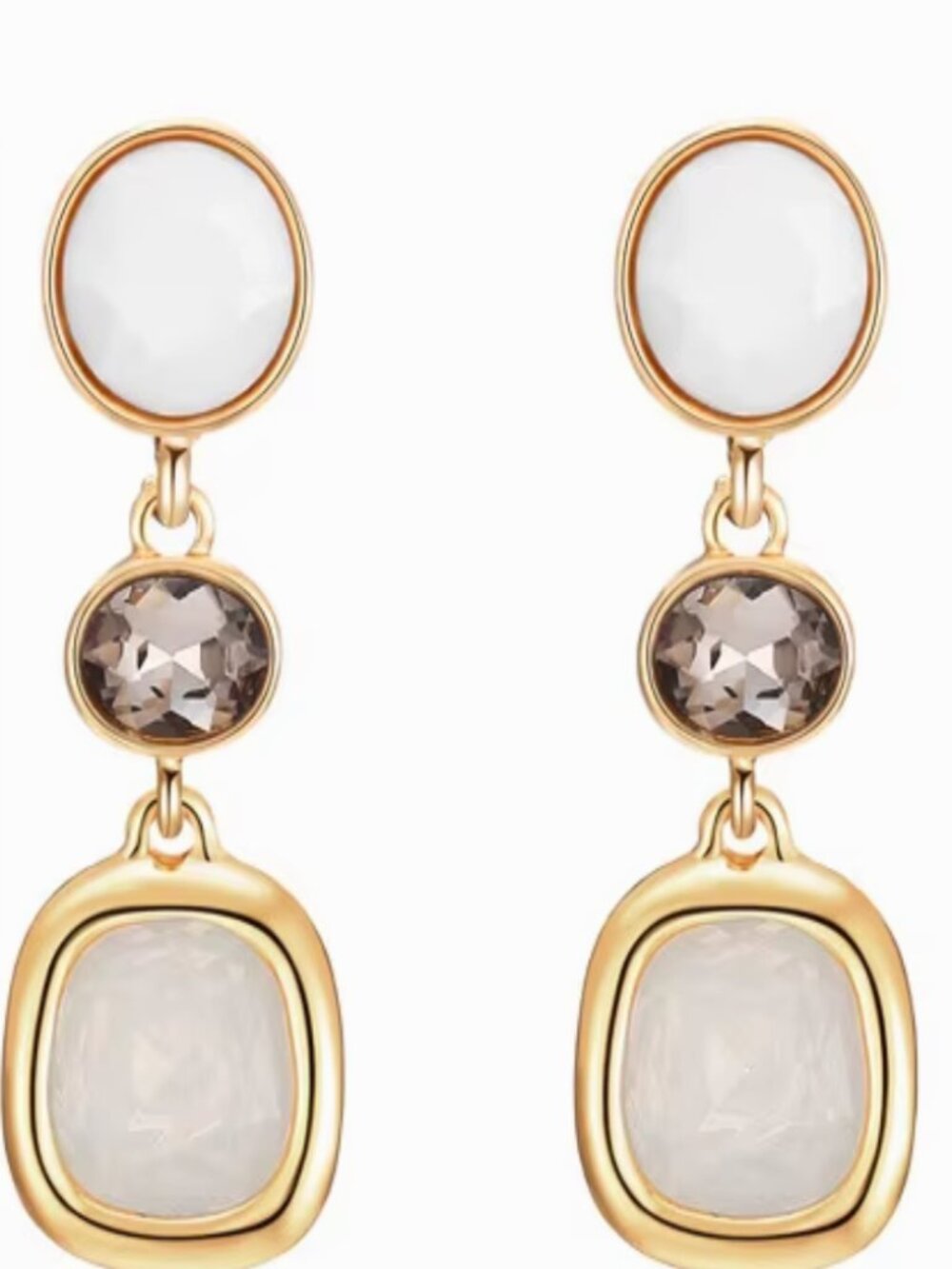 White, Smoky and Opalescent Rhinestone Clip-on Earrings